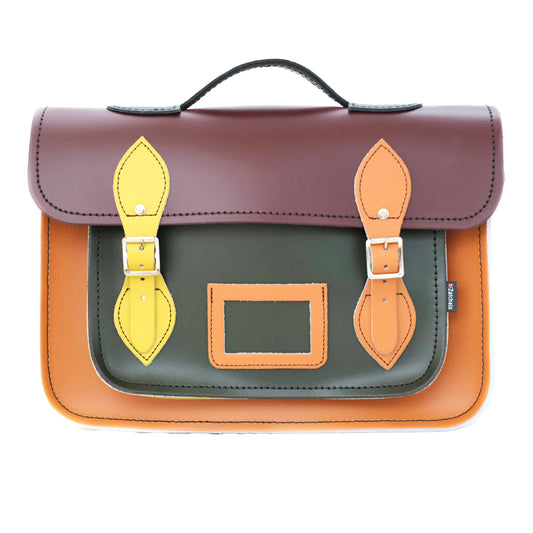 Handmade Leather Satchel - Autumnal Kaleidoscope  