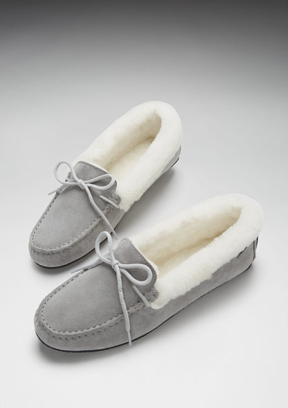 Women's slippers, sheepskin, dove grey suede  
