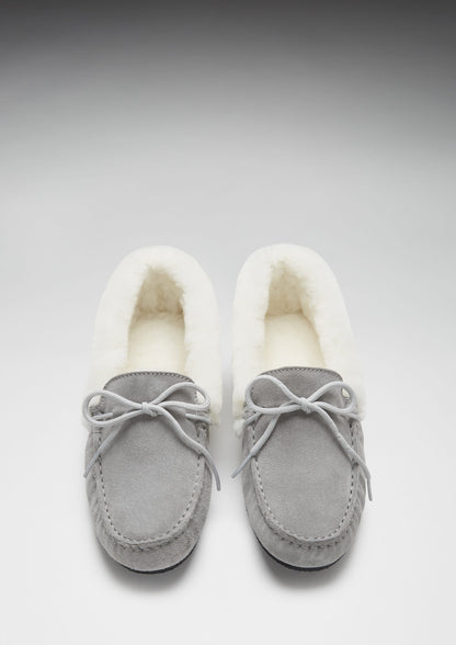 Women's slippers, sheepskin, dove grey suede  