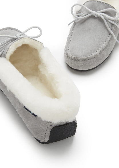 Women's slippers, sheepskin, dove grey suede  