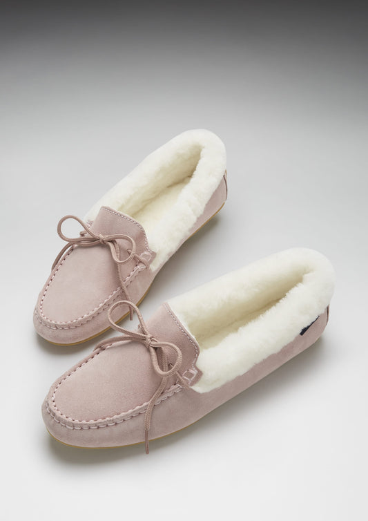 Women's slippers, sheepskin, ice pink suede  