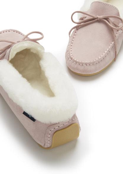 Women's slippers, sheepskin, ice pink suede  