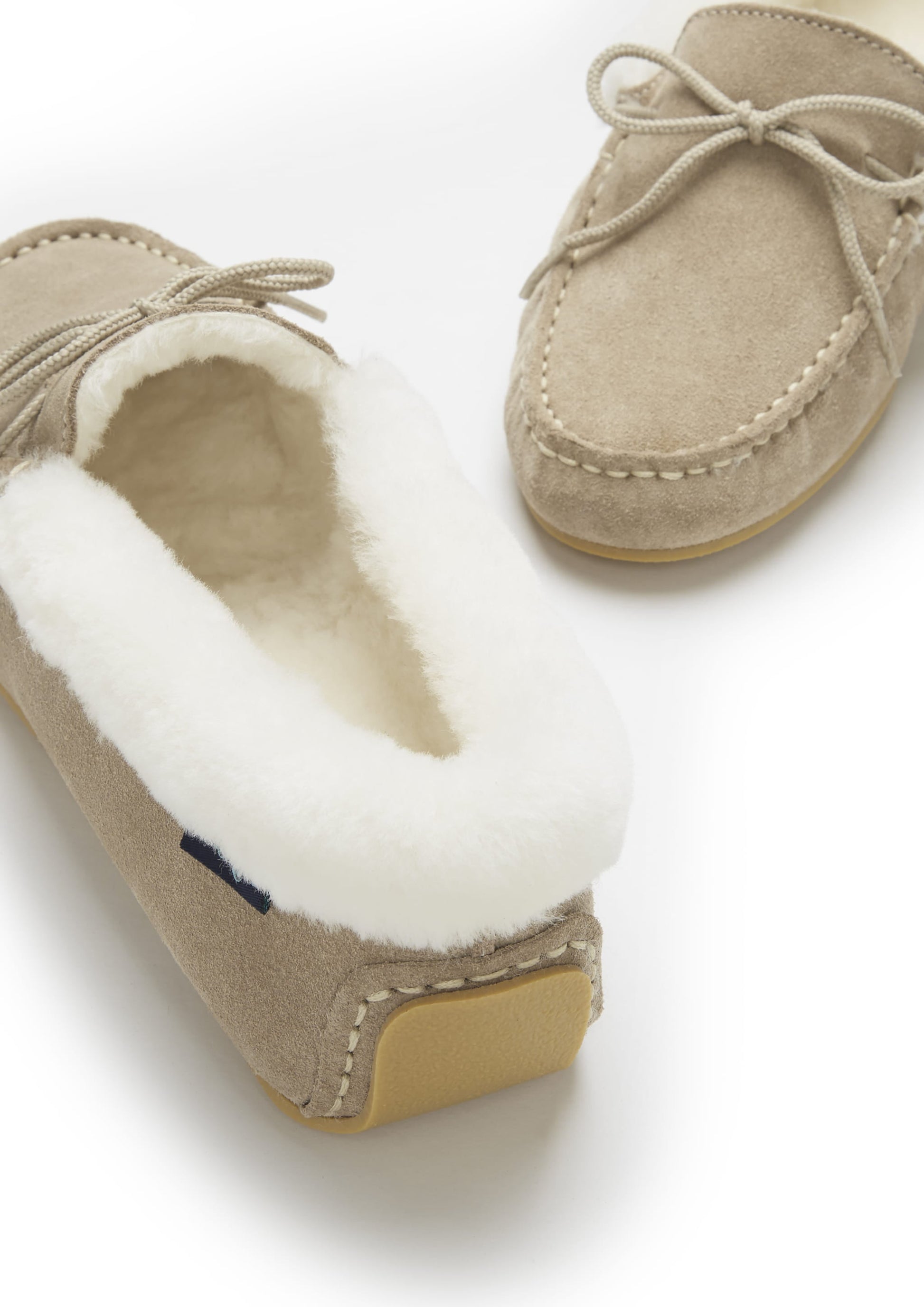 Women's slippers, sheepskin, taupe suede  