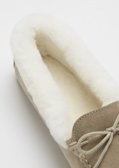Women's slippers, sheepskin, taupe suede  