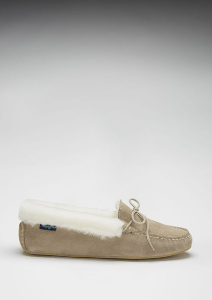 Women's slippers, sheepskin, taupe suede  