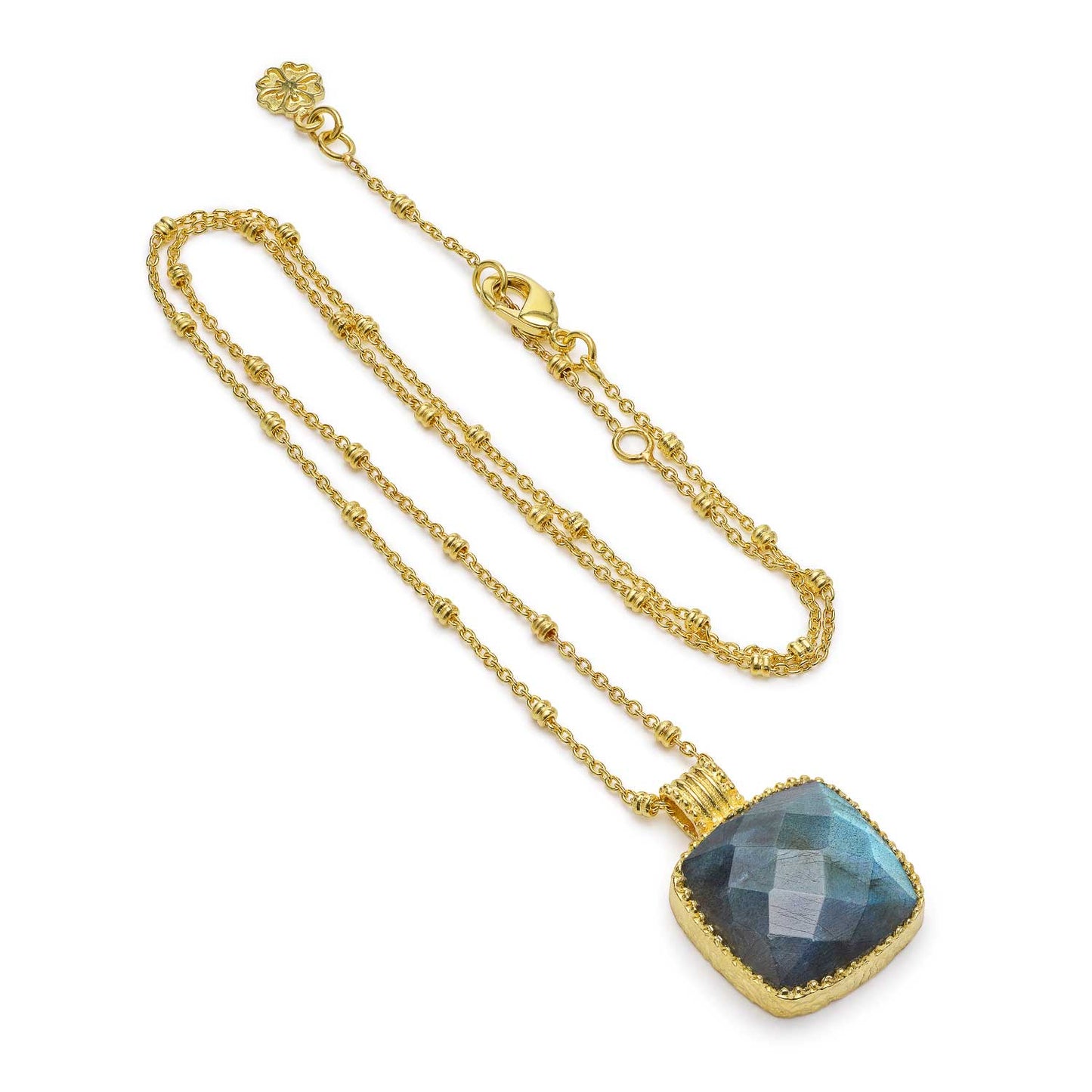 Tetra Large Square Gemstone Pendant  Labradorite  