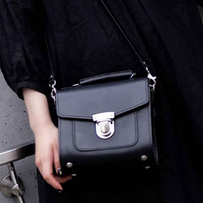 Handmade Leather Sugarcube Handbag - Black