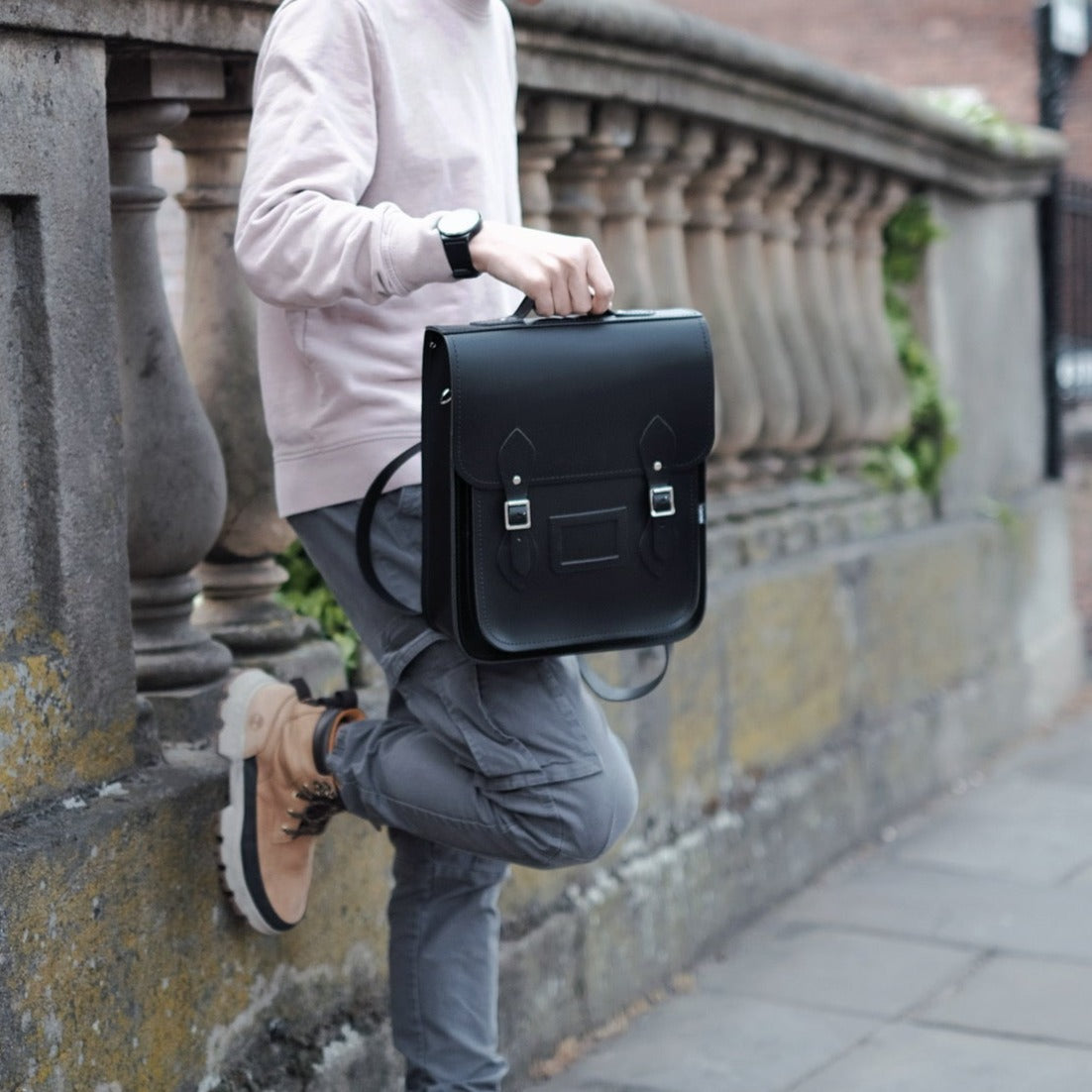Handmade Leather City Backpack - Black  