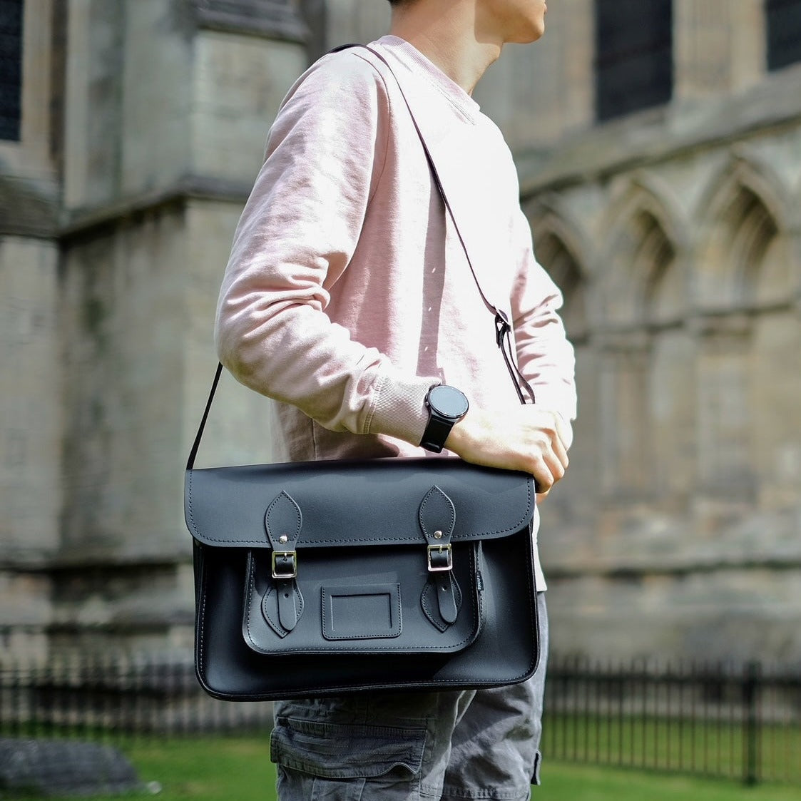 Handmade Leather Satchel - Black  