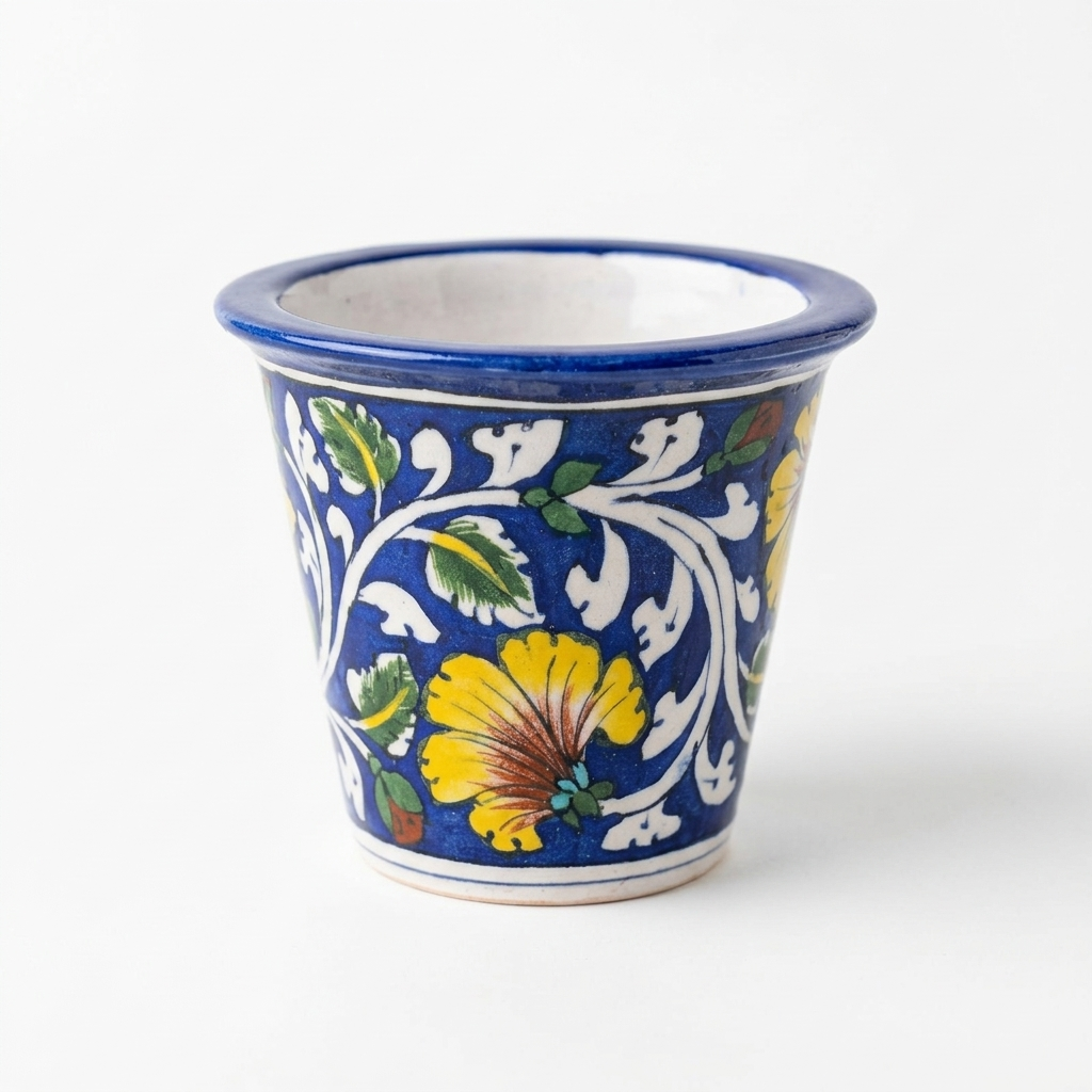 Blue Pottery Planter 4" — Handcrafted for Succulents & Herbs | Jaipur Blue Pottery
