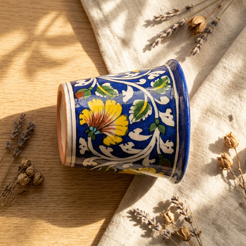 Blue Pottery Planter 4" — Handcrafted for Succulents & Herbs | Jaipur Blue Pottery