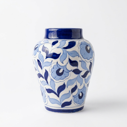 Jaipur Blue Pottery Vase — Hand-Painted Cobalt Floral, Artisan Ceramic | Unique Homeware Gift UK
