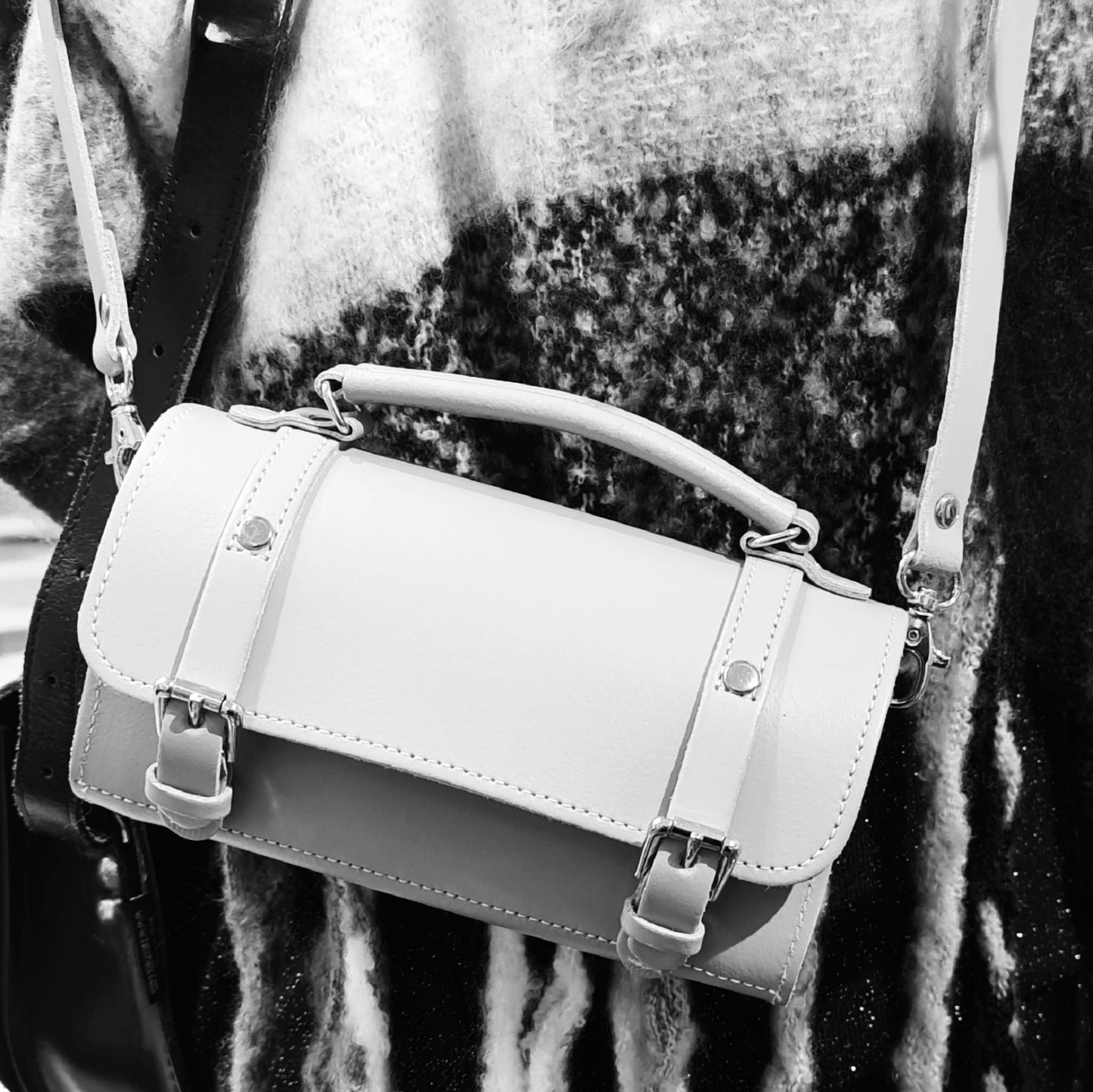 Handmade Leather Bowler Bag - Ghost Grey  