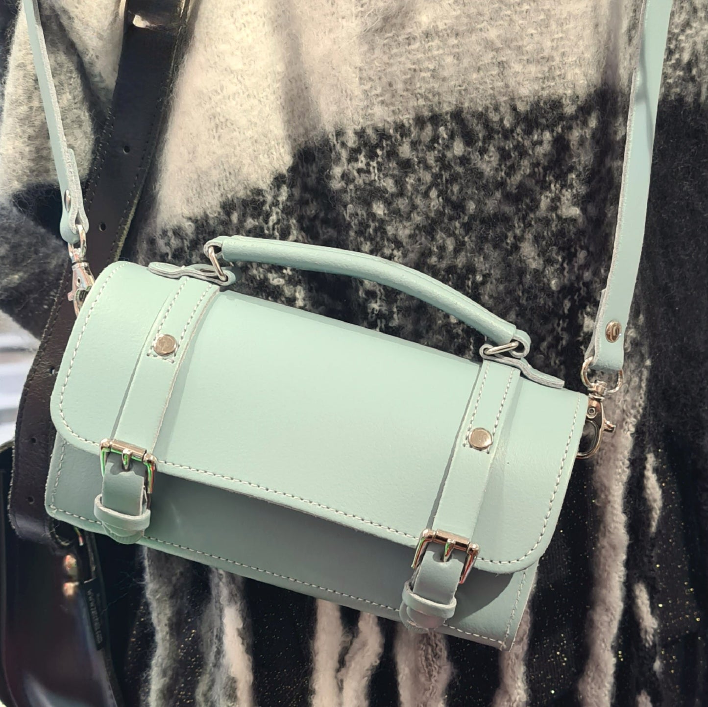 Handmade Leather Bowler Bag - Sea Green  