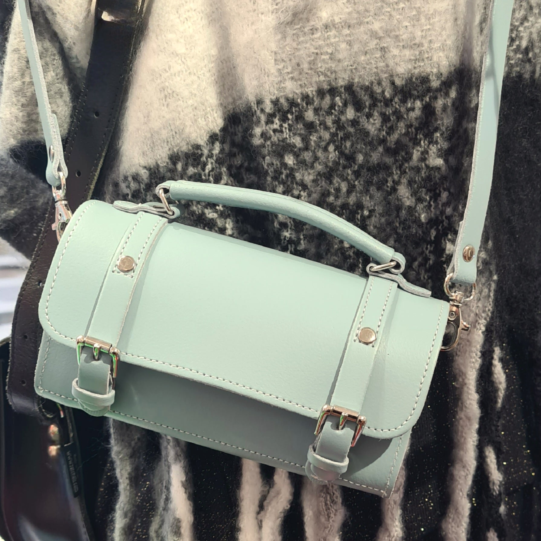 Handmade Leather Bowler Bag - Sea Green  