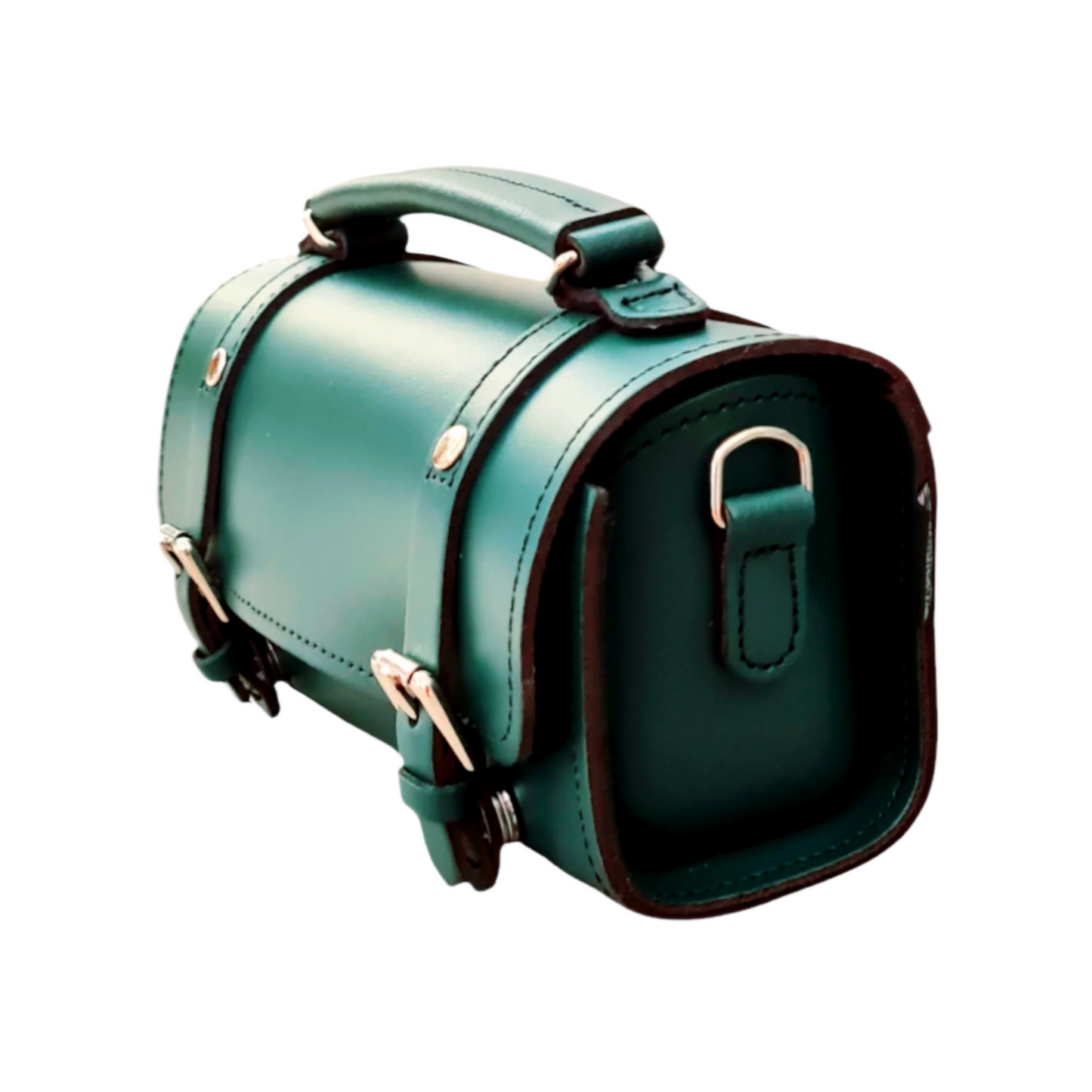 Handmade Leather Bowler Bag - Teal  