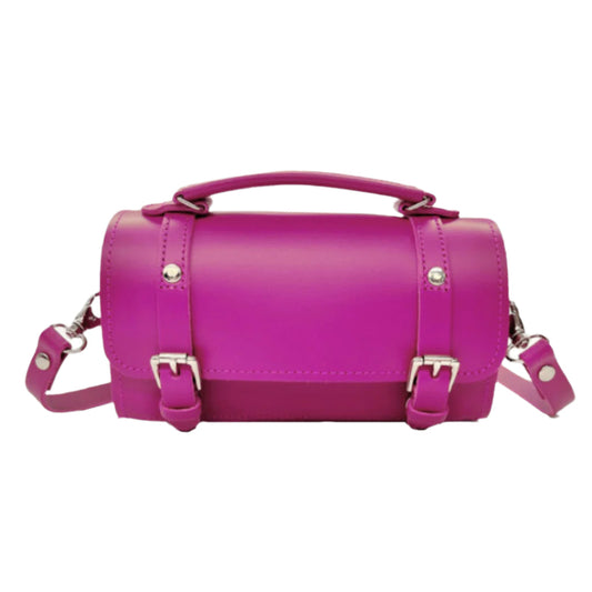 Handmade Leather Bowler Bag - Magenta  