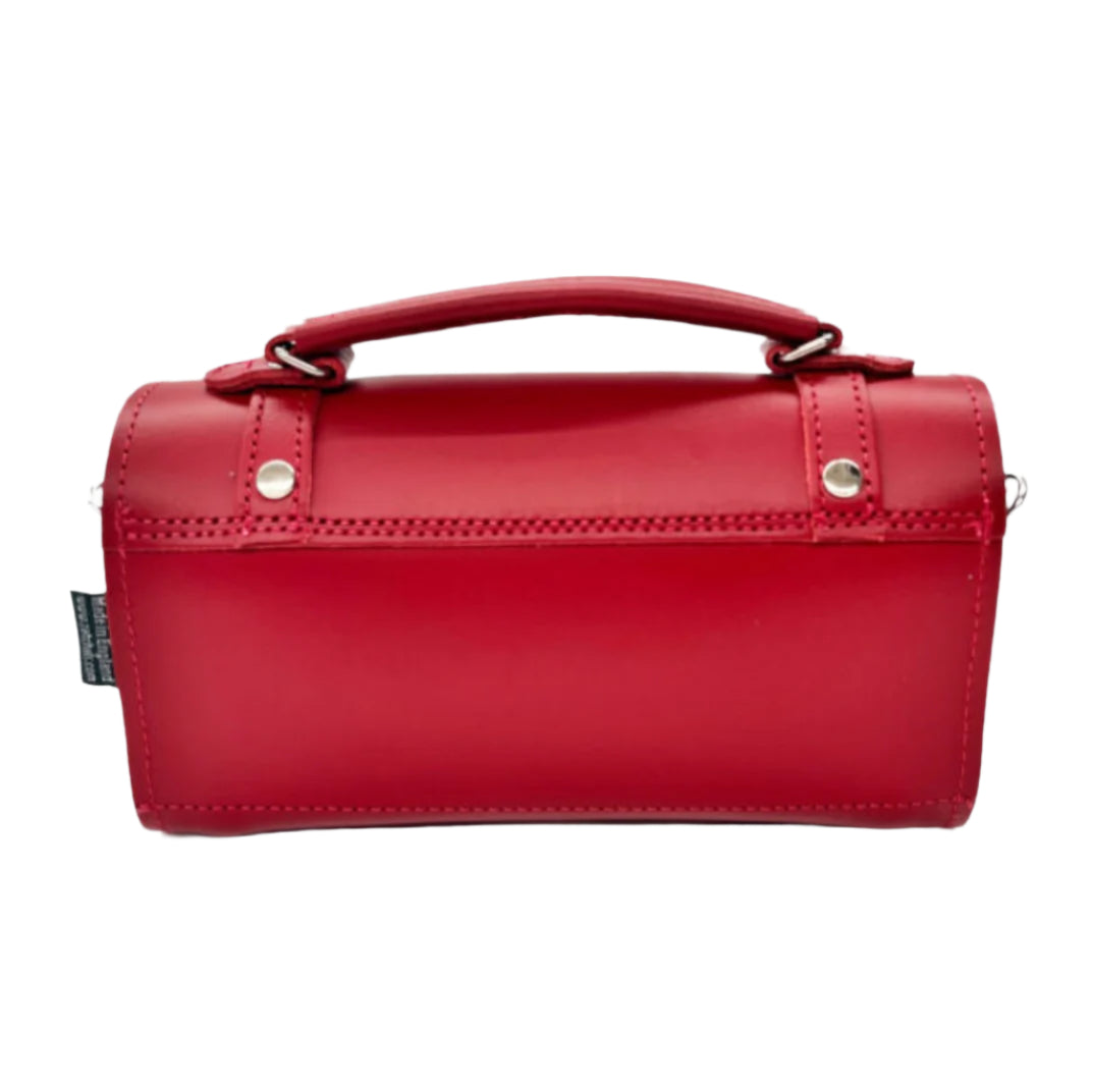 Handmade Leather Bowler Bag - Red  