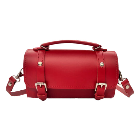 Handmade Leather Bowler Bag - Red  