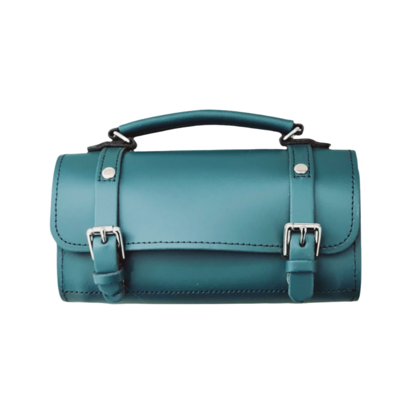 Handmade Leather Bowler Bag - Teal  