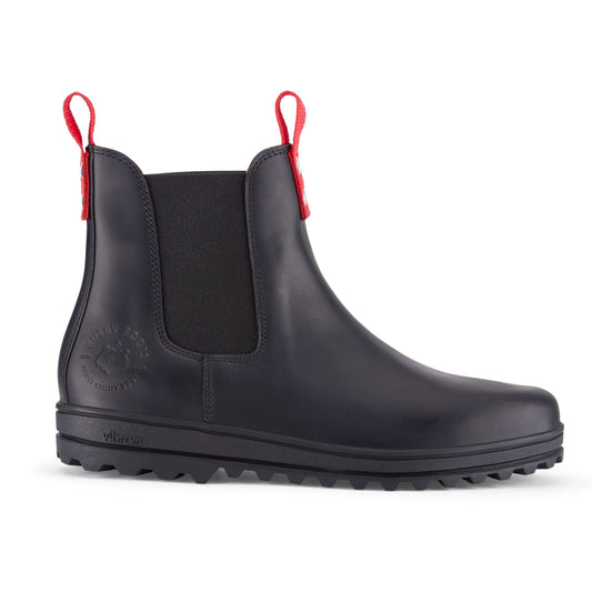 Busby Men's Winter Chelsea Boot, Black Leather  
