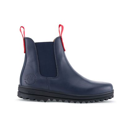 Busby Women's Winter Chelsea Boot, Navy Blue Leather  