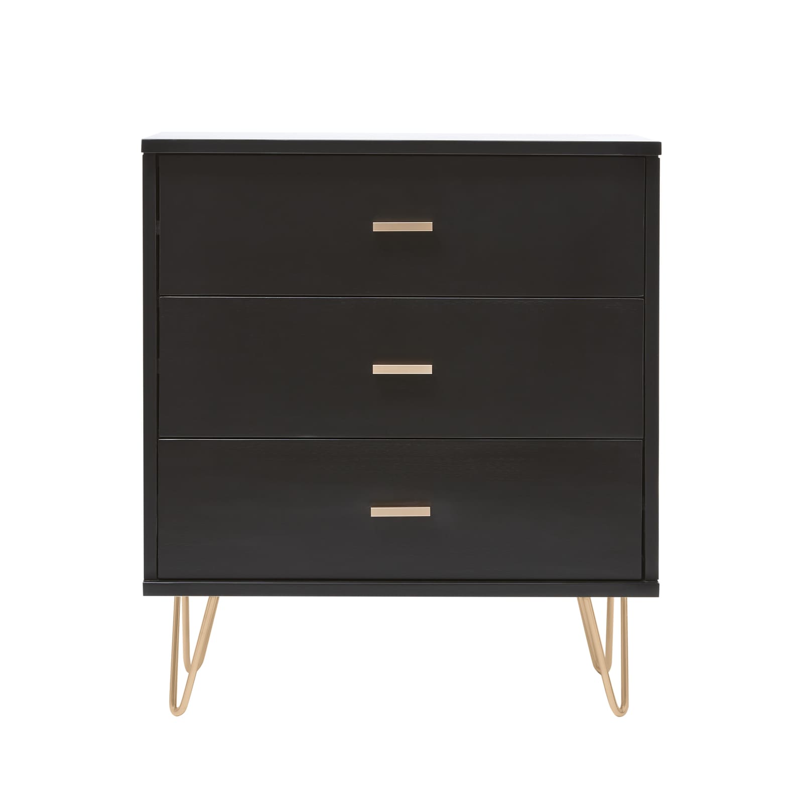 Monroe Solid Wood Black Chest of 3 Drawers  