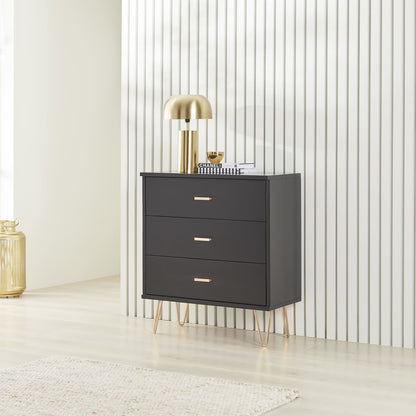 Monroe Solid Wood Black Chest of 3 Drawers  