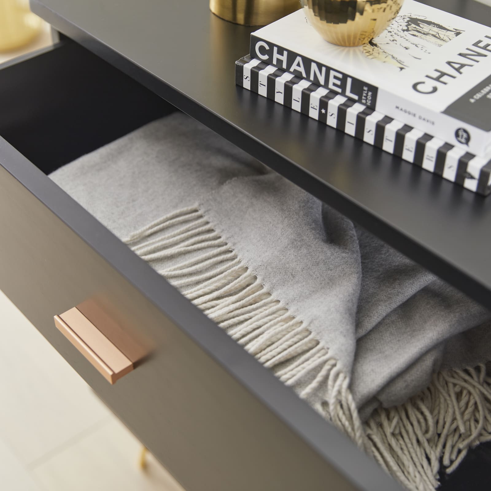 Monroe Solid Wood Black Chest of 3 Drawers  