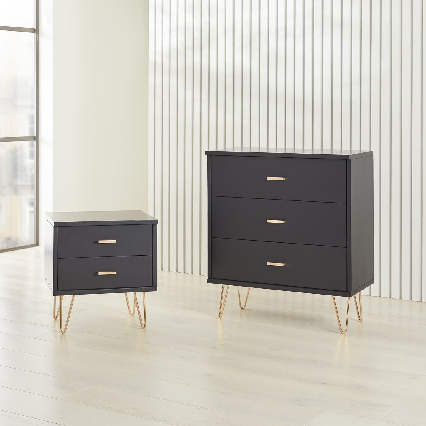 Monroe Solid Wood Black Chest of 3 Drawers  