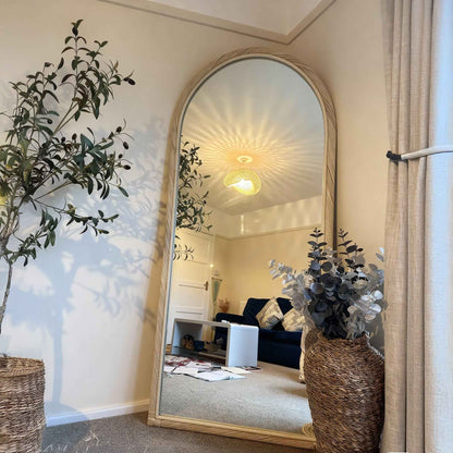 Citra Teak Leaning Mirror - Handcrafted Rattan & Teak Elegance