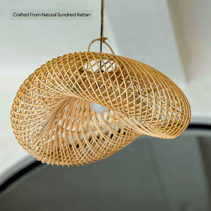 Surya Rattan Lamp Shade - Handmade Wilted Rattan Lighting Decor