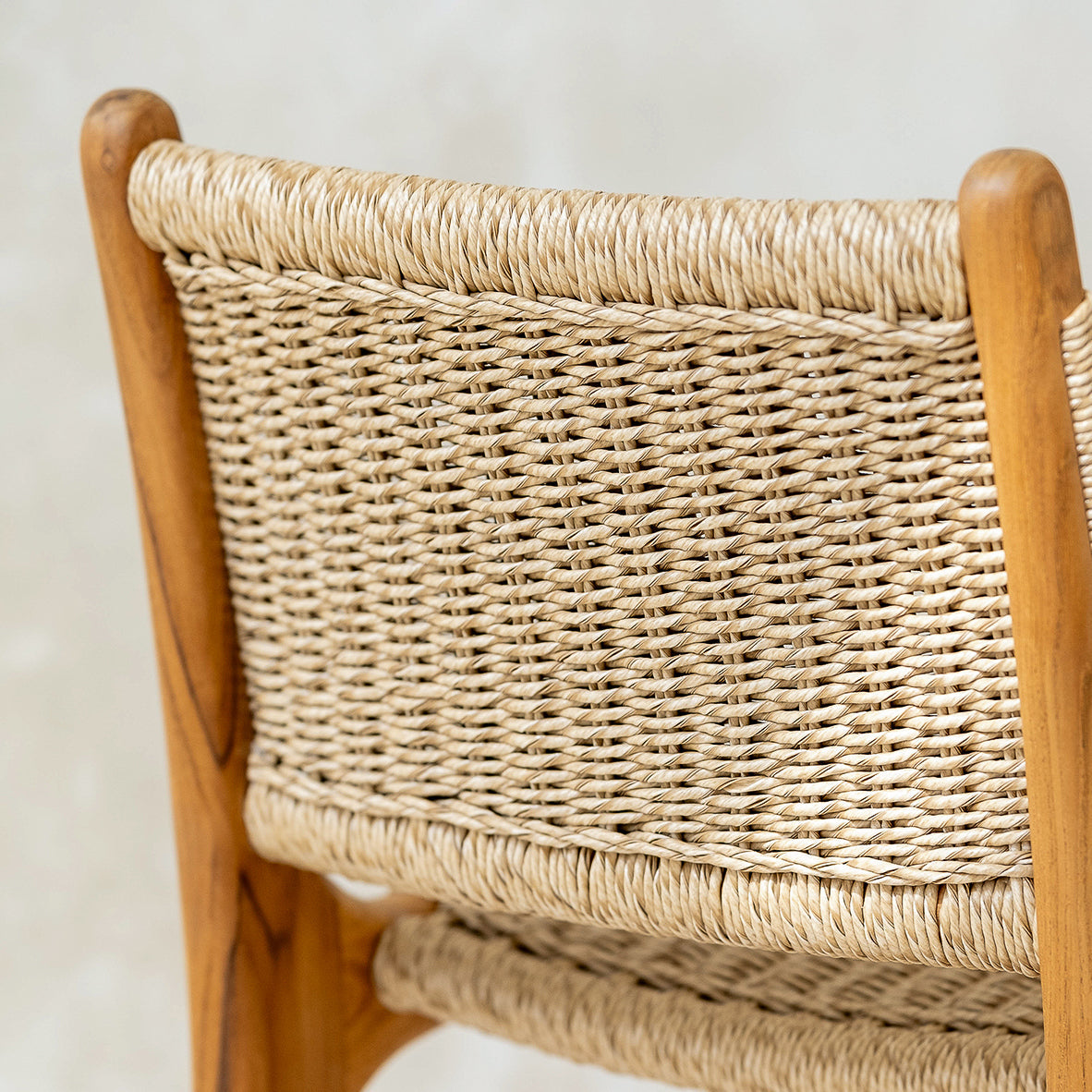 Zara Teak & Rattan Bar Stool With Armrest  