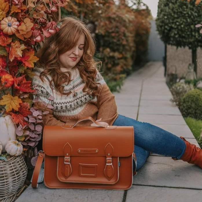 Handmade Leather Satchel - Burnt Orange  