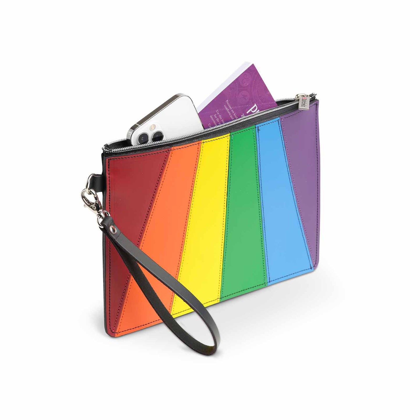 Handmade Leather Folio Case Small - Pride Rainbow  