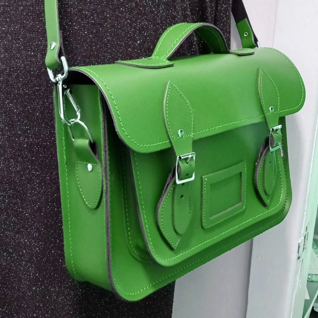 Handmade Leather Satchel - Green  