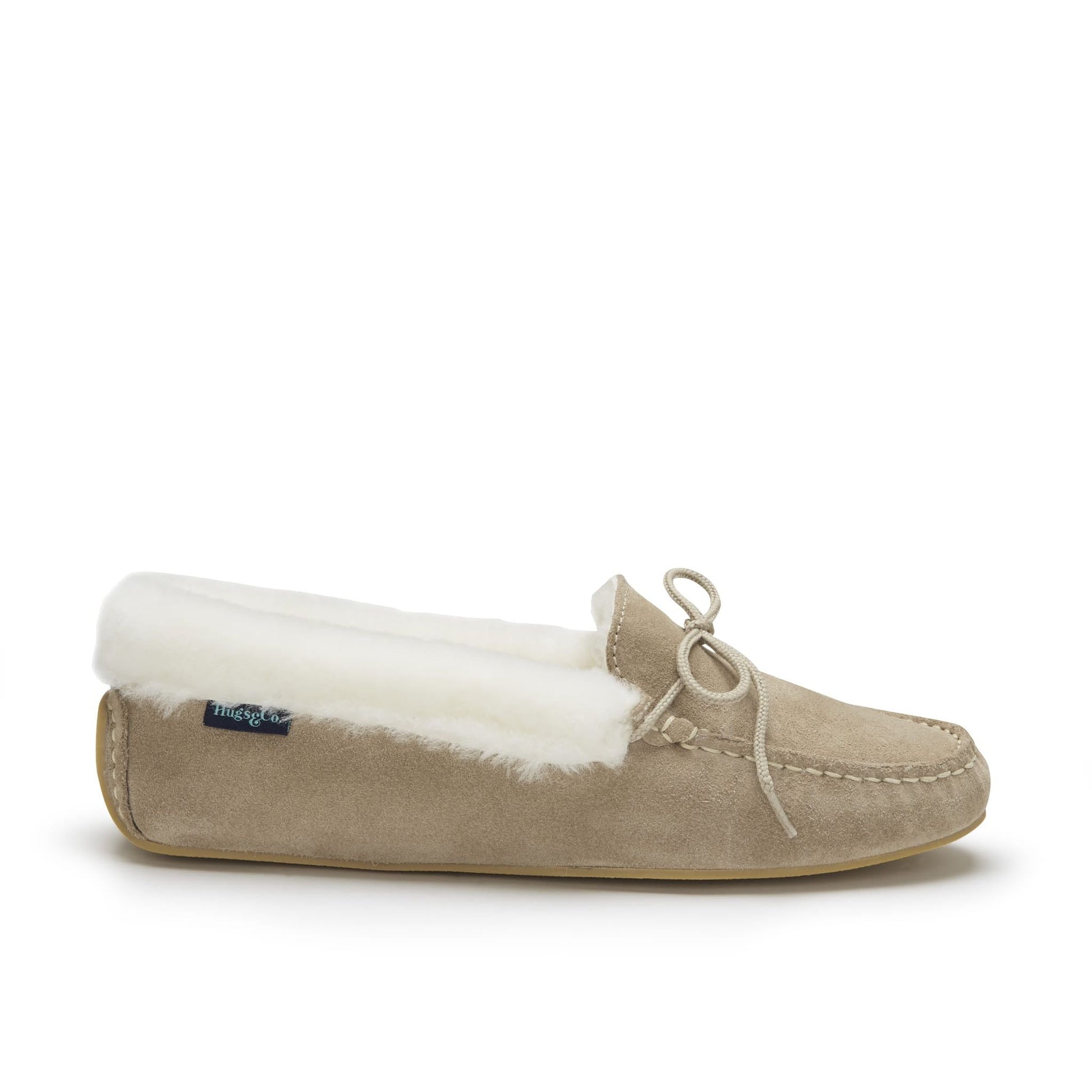 Women's slippers, sheepskin, taupe suede  