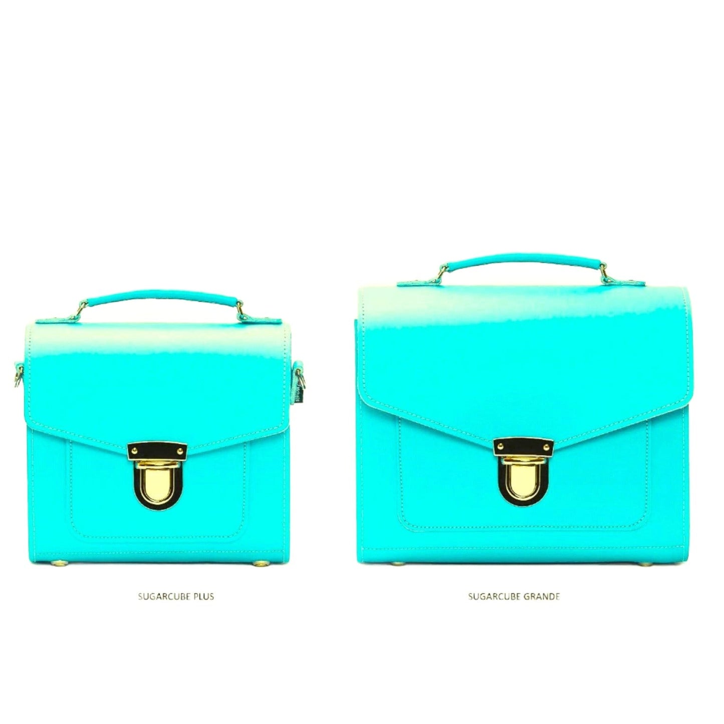 Handmade Leather Sugarcube Handbag - Limpet - Shell Blue  