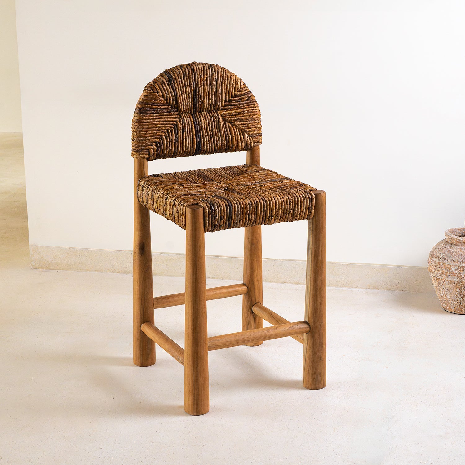Handmade Loka Banana Leaf Bar Stool  