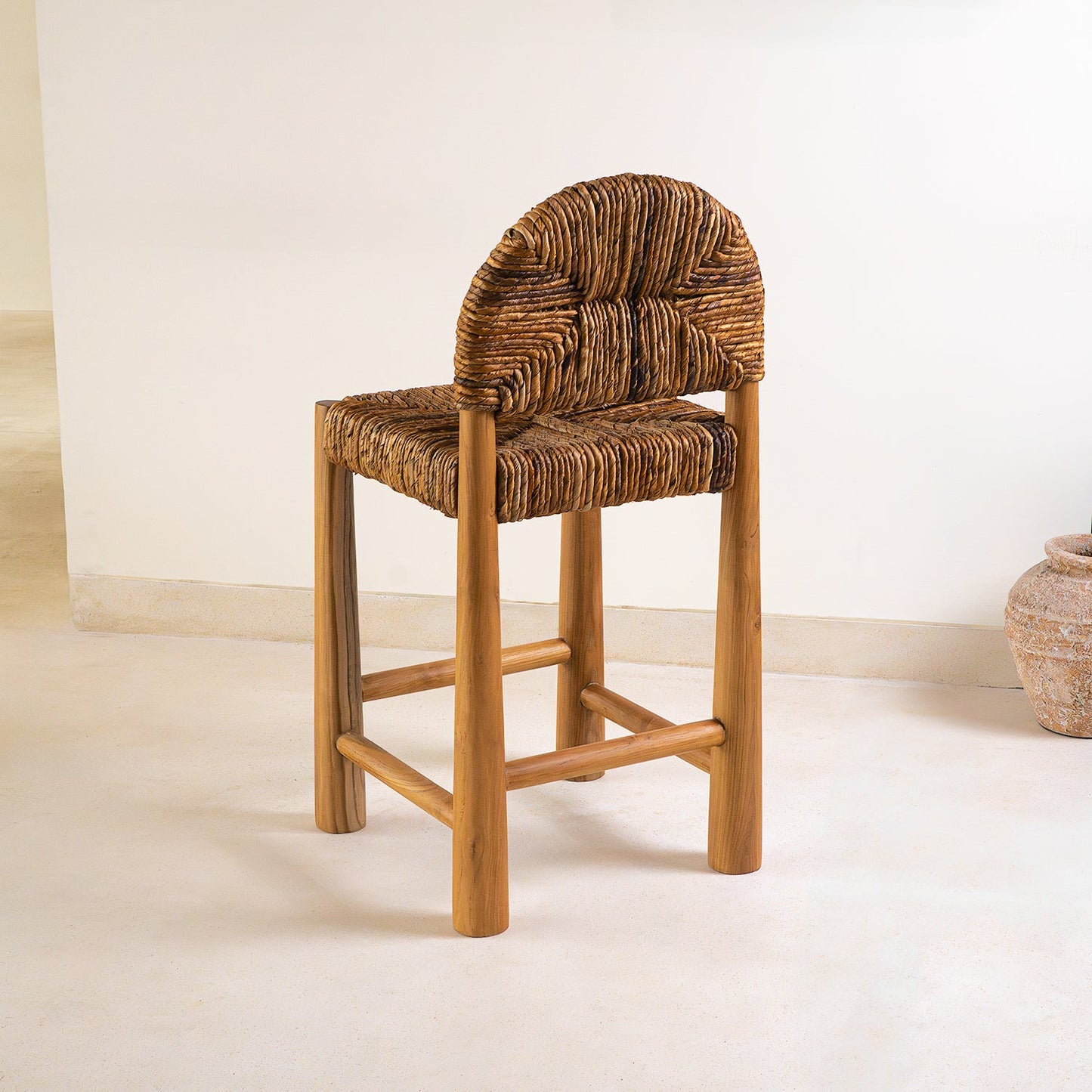 Handmade Loka Banana Leaf Bar Stool  