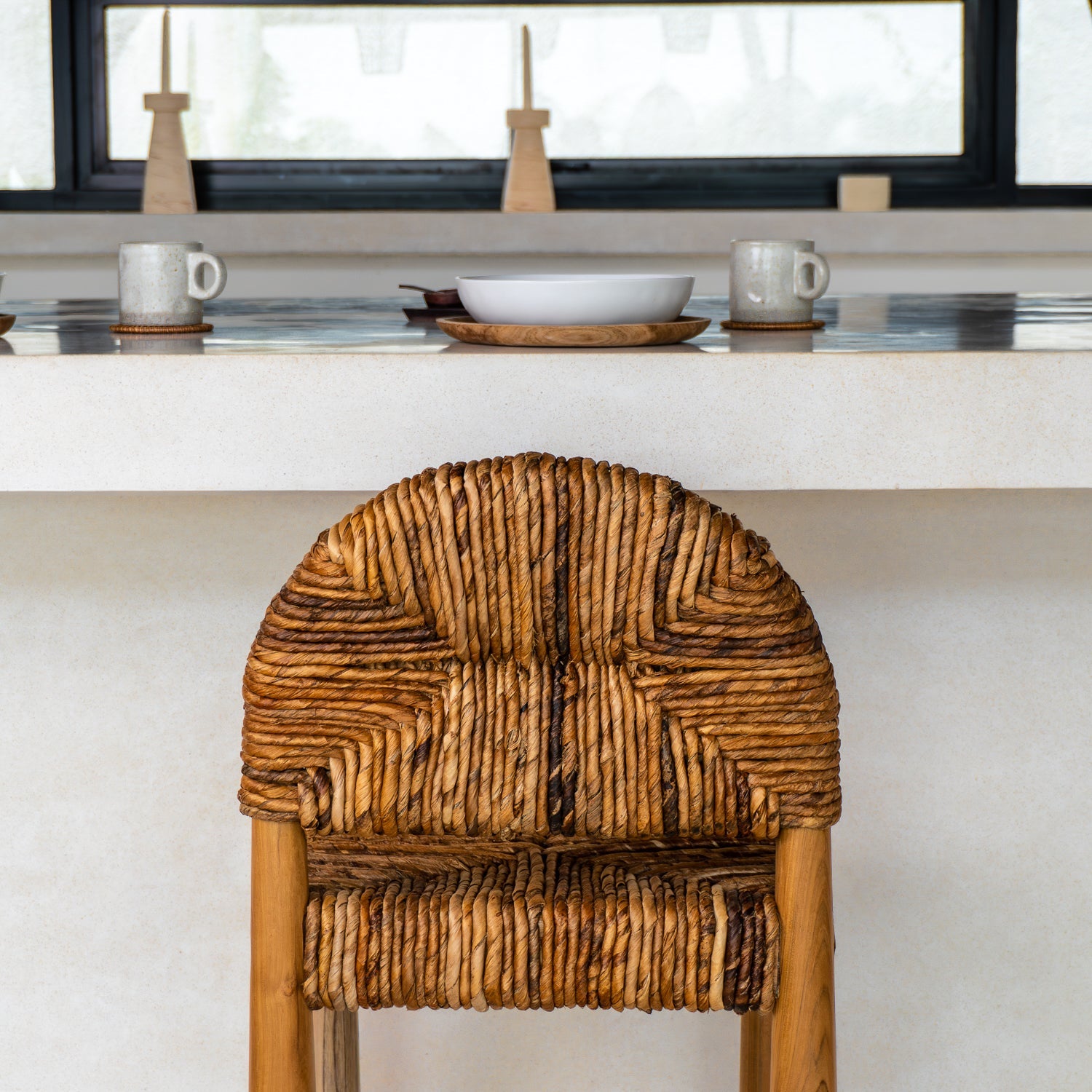 Handmade Loka Banana Leaf Bar Stool  