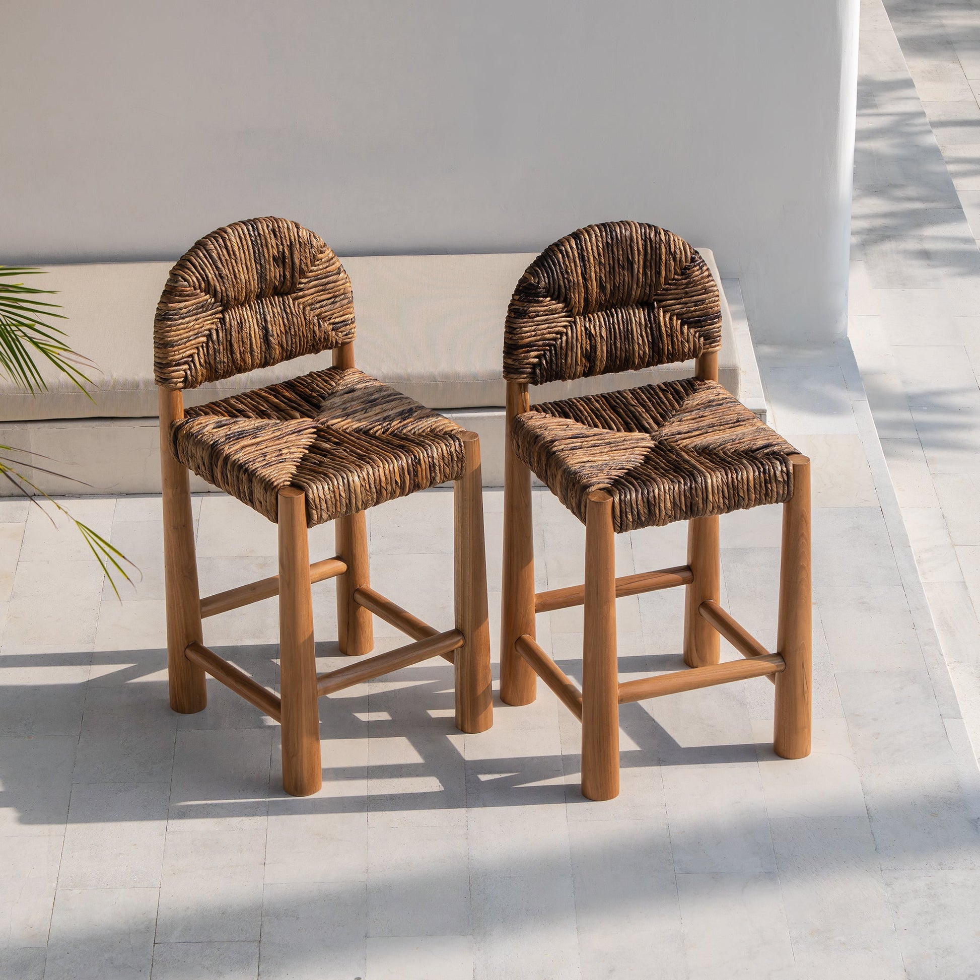 Handmade Loka Banana Leaf Bar Stool  