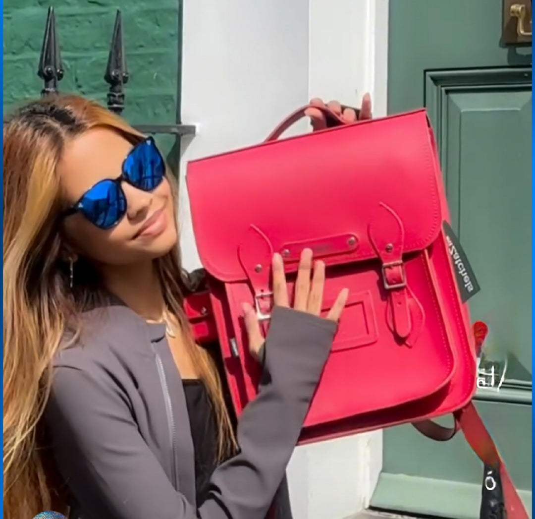 Handmade Leather City Backpack - Magenta  