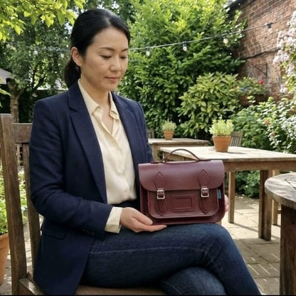 Leather Midi Satchel Marsala Red