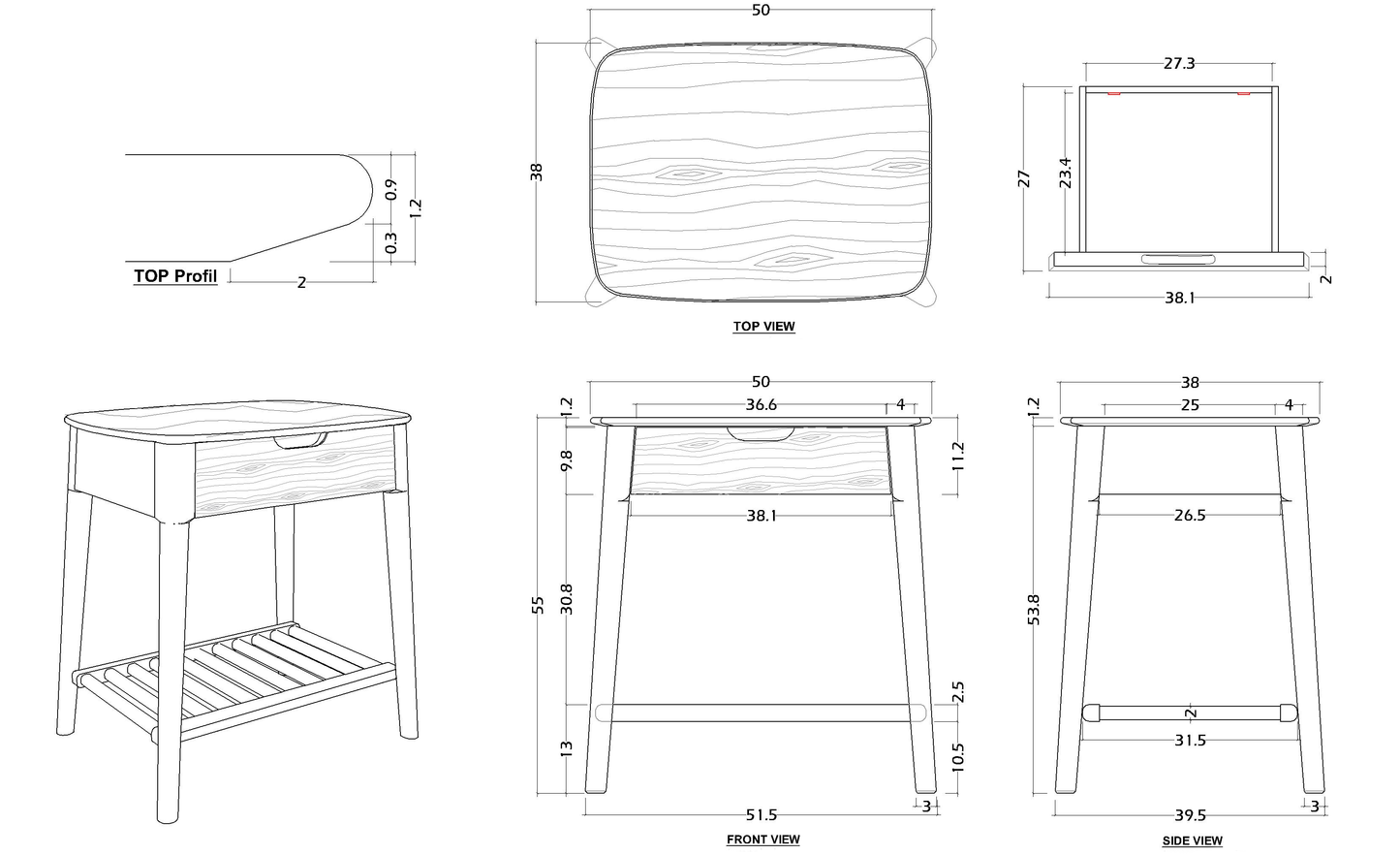 Norway Dark Walnut Bedside Table