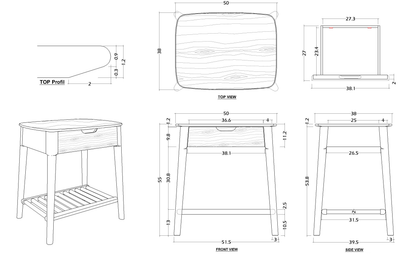 Norway Dark Walnut Bedside Table