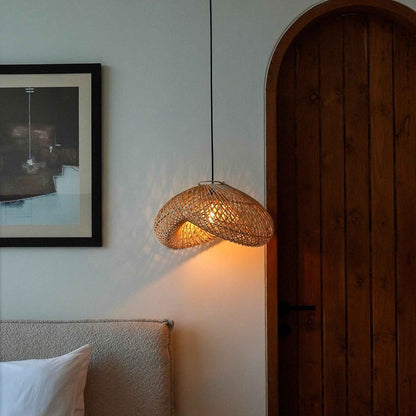 Surya Rattan Lamp Shade - Handmade Wilted Rattan Lighting Decor