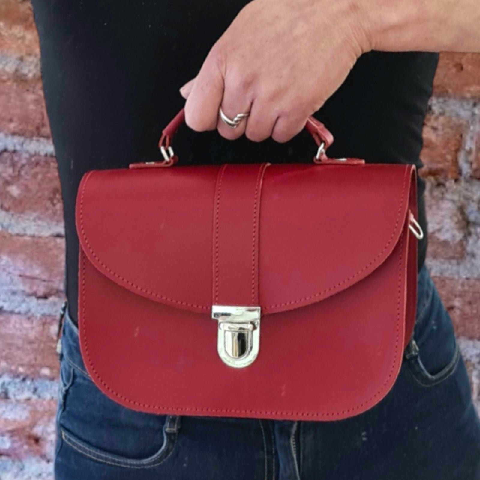 Olympia Handmade Leather Bag - Red  