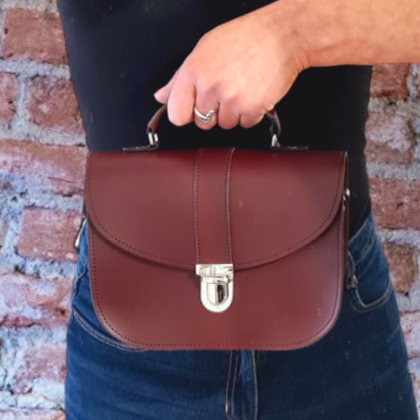 Olympia Handmade Leather Bag - Marsala Red  