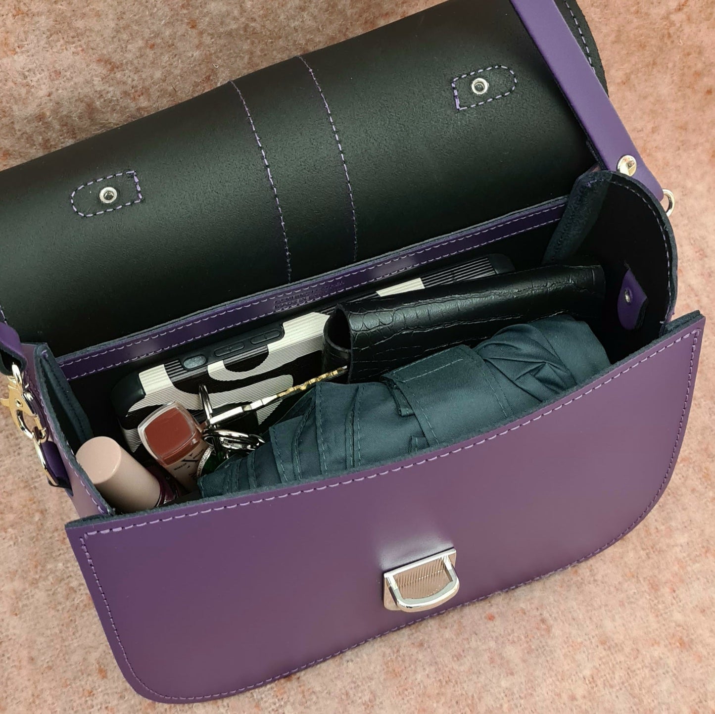 Olympia Handmade Leather Bag - Purple  